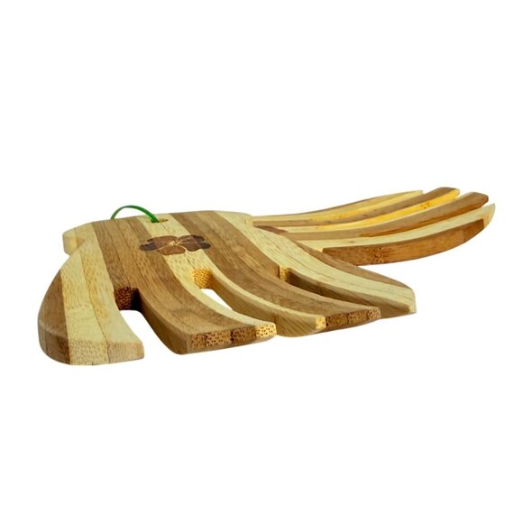 Hawaiian Teak Serving Tongs Kitchen Utensils Wooden Salad Server VTG Claw Style - Picture 5 of 10